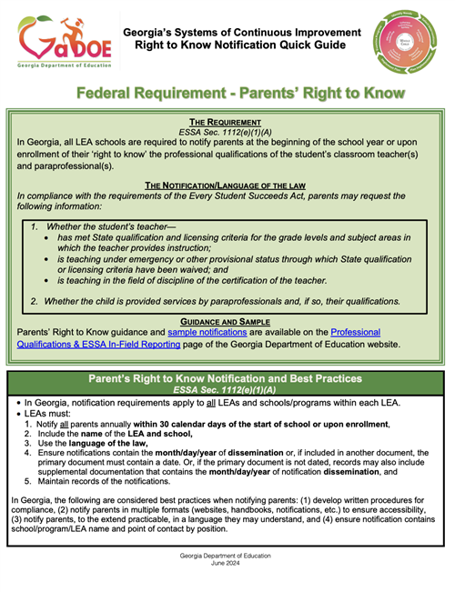 Parents Right to Know